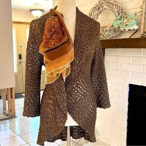 VTG Jana,Vancouver,Canada Gold Cable-Knit Pull-Close Sweater, Lux,Elegant Size S